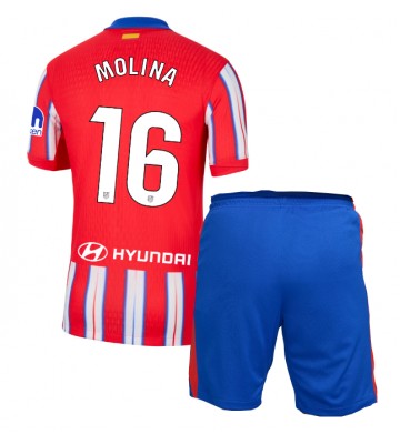 Atletico Madrid Nahuel Molina #16 Primera Equipación Niños 2024-25 Manga Corta (+ Pantalones cortos)